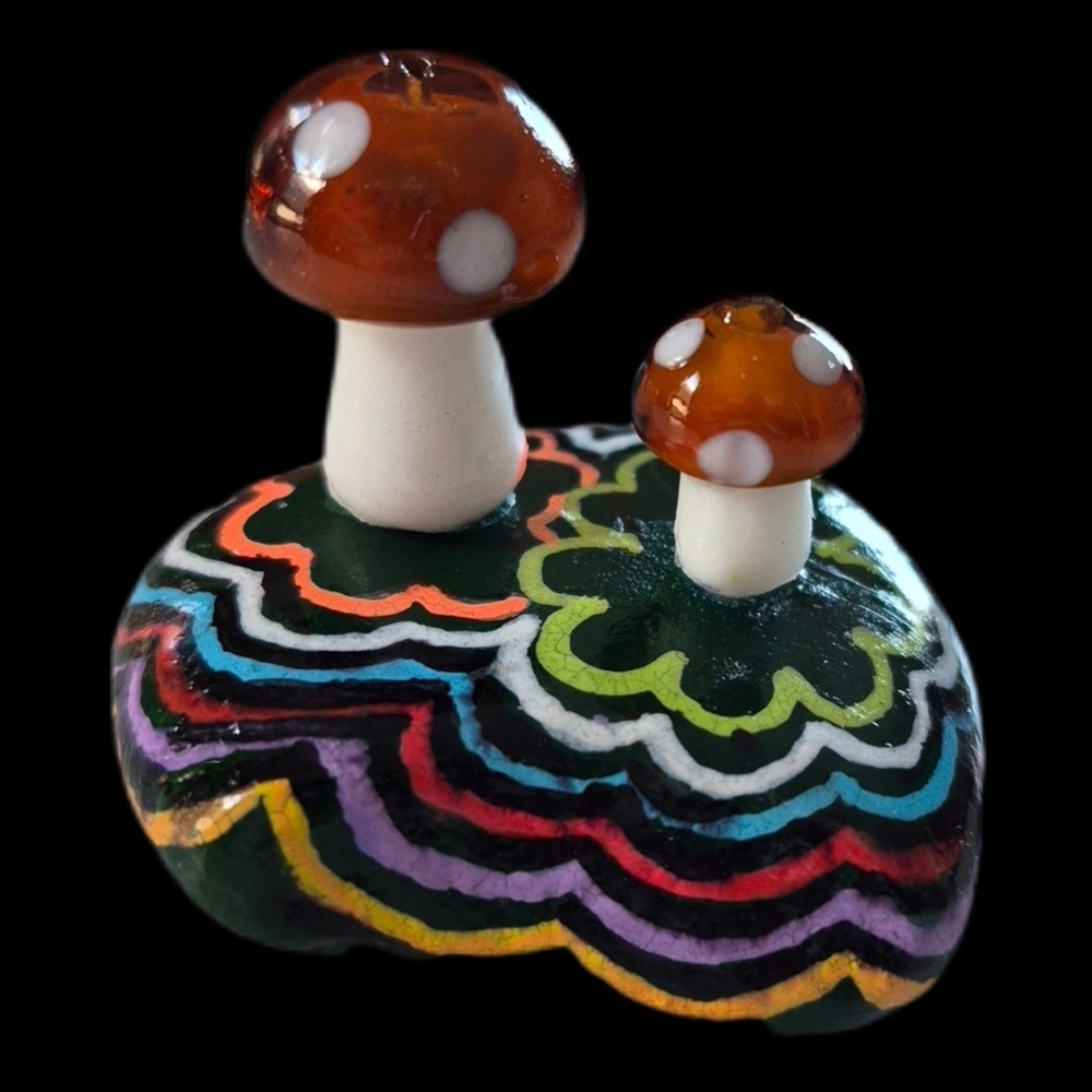 HAND - PAINTED ROCK WITH GLA